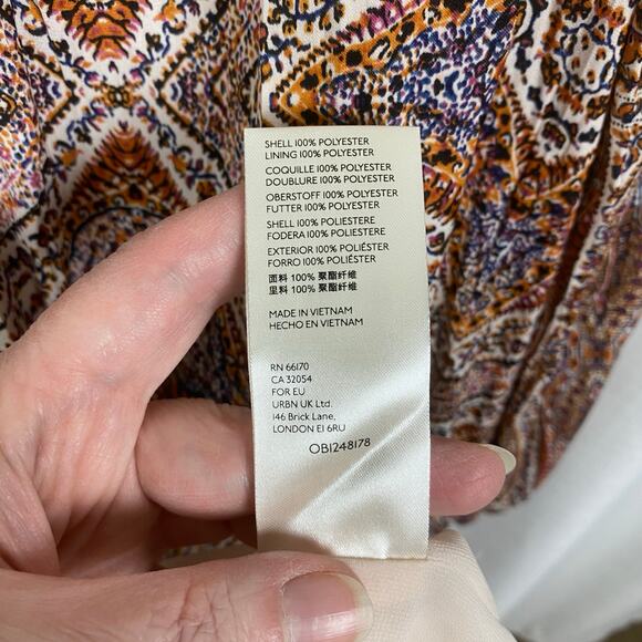 Anthropologie Brown Print Sabia Flounced Tunic Dress Sz.M - Picture 15 of 16